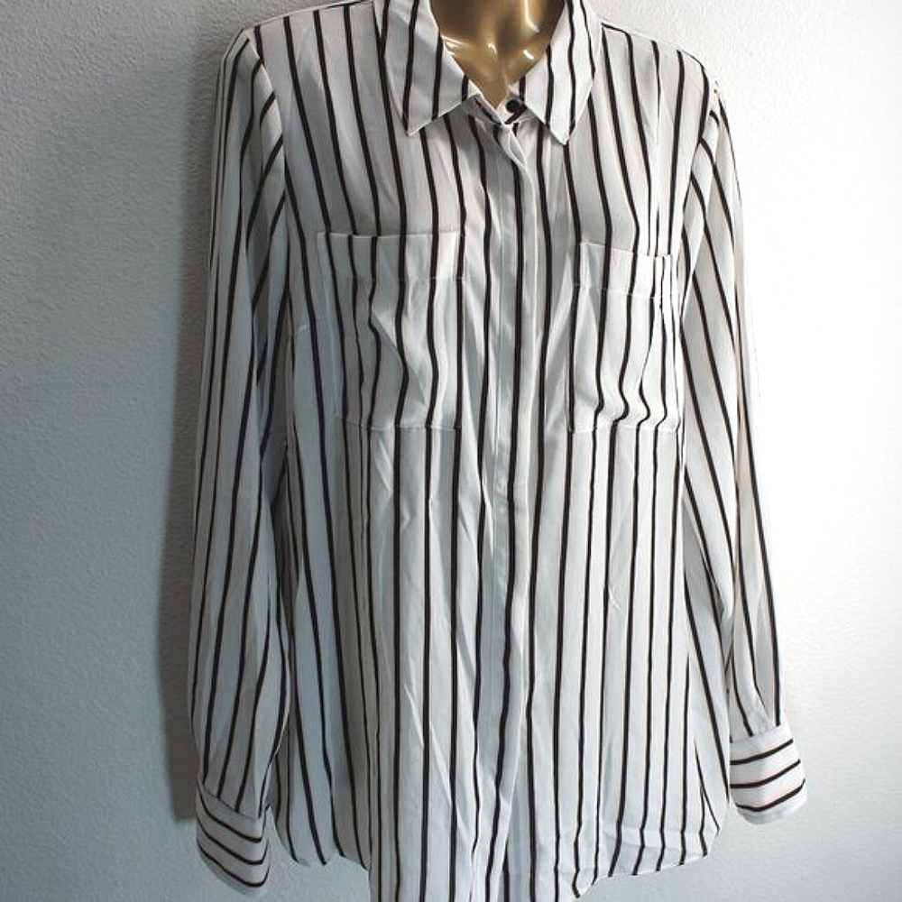 White house black market striped blouse size M